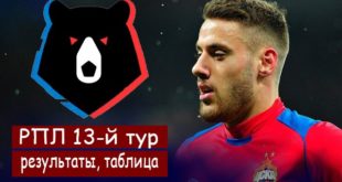 РФПЛ 13 тур 2020/21: результаты матчей, итоги, таблица