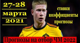 Прогнозы на матчи квалификации ЧМ-2022 (27-28 марта)