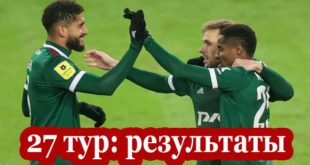 РФПЛ 27 тур (2020-2021): результаты матчей, турнирная таблица