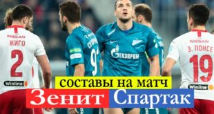 Зенит - Спартак: составы команд на матч 24.10.2021