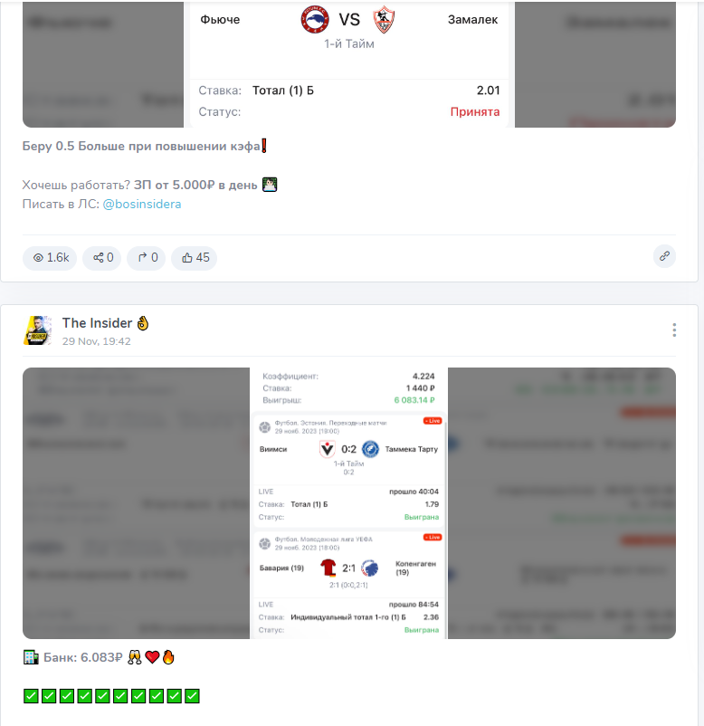 the insider ставки телеграмм